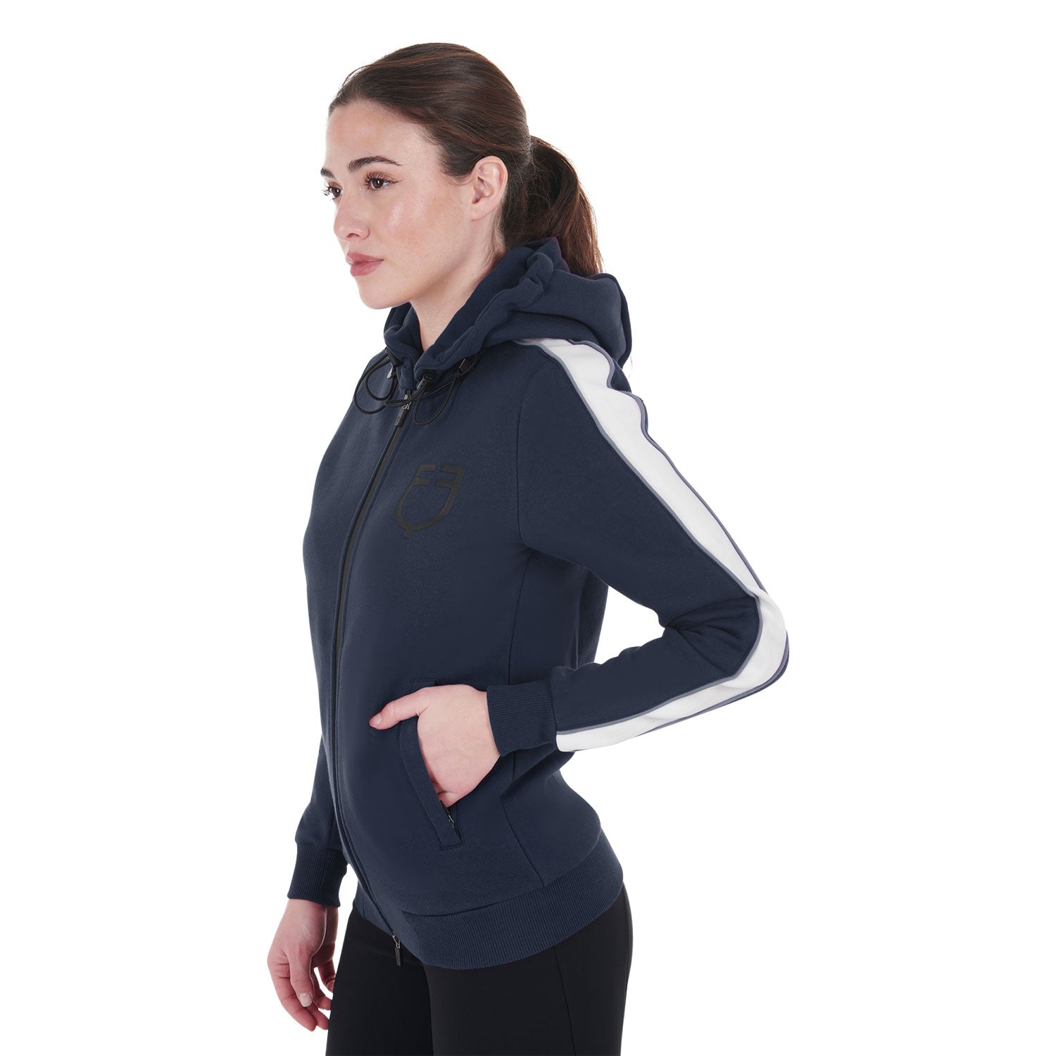 women's hooded sweatshirt with front zip Navy (19-3923) / XL