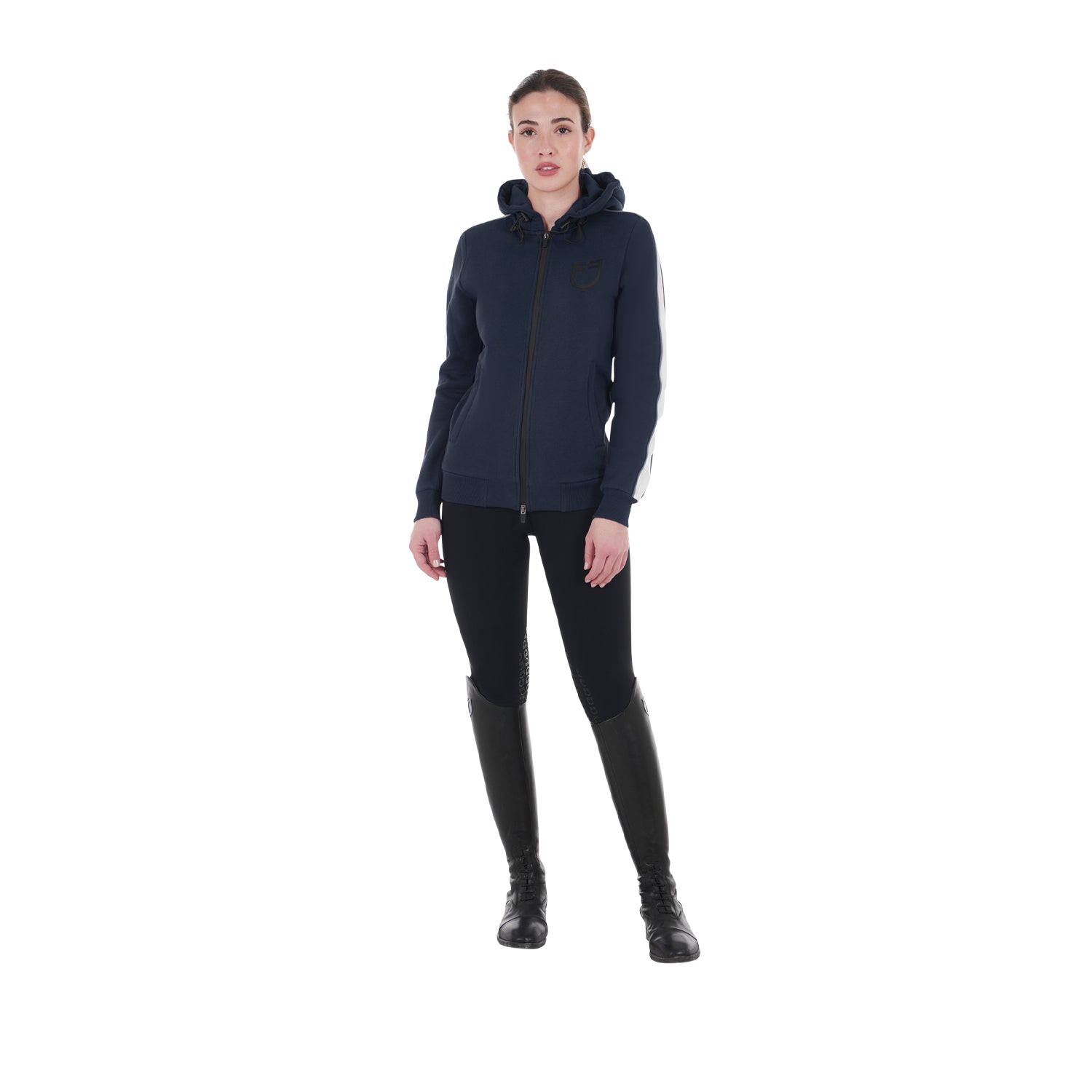 women's hooded sweatshirt with front zip Navy (19-3923) / XL