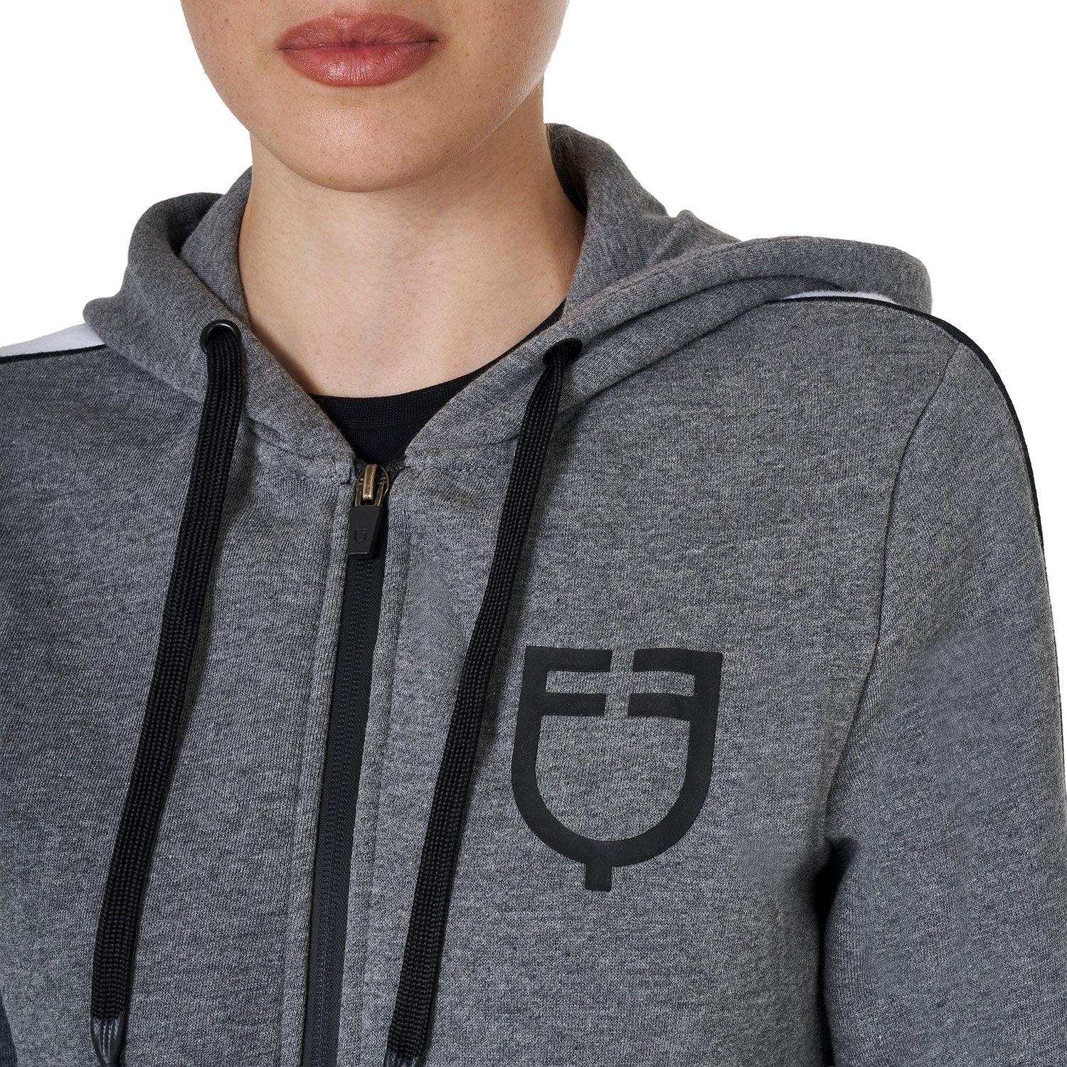 women's hooded sweatshirt with front zip GREY MELANGE / XL
