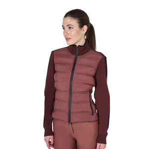 Women's jacket in nylon and knit with zip MARRON (18-1415) / XS