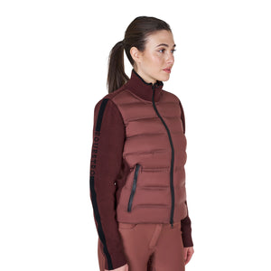Women's jacket in nylon and knit with zip MARRON (18-1415) / XS