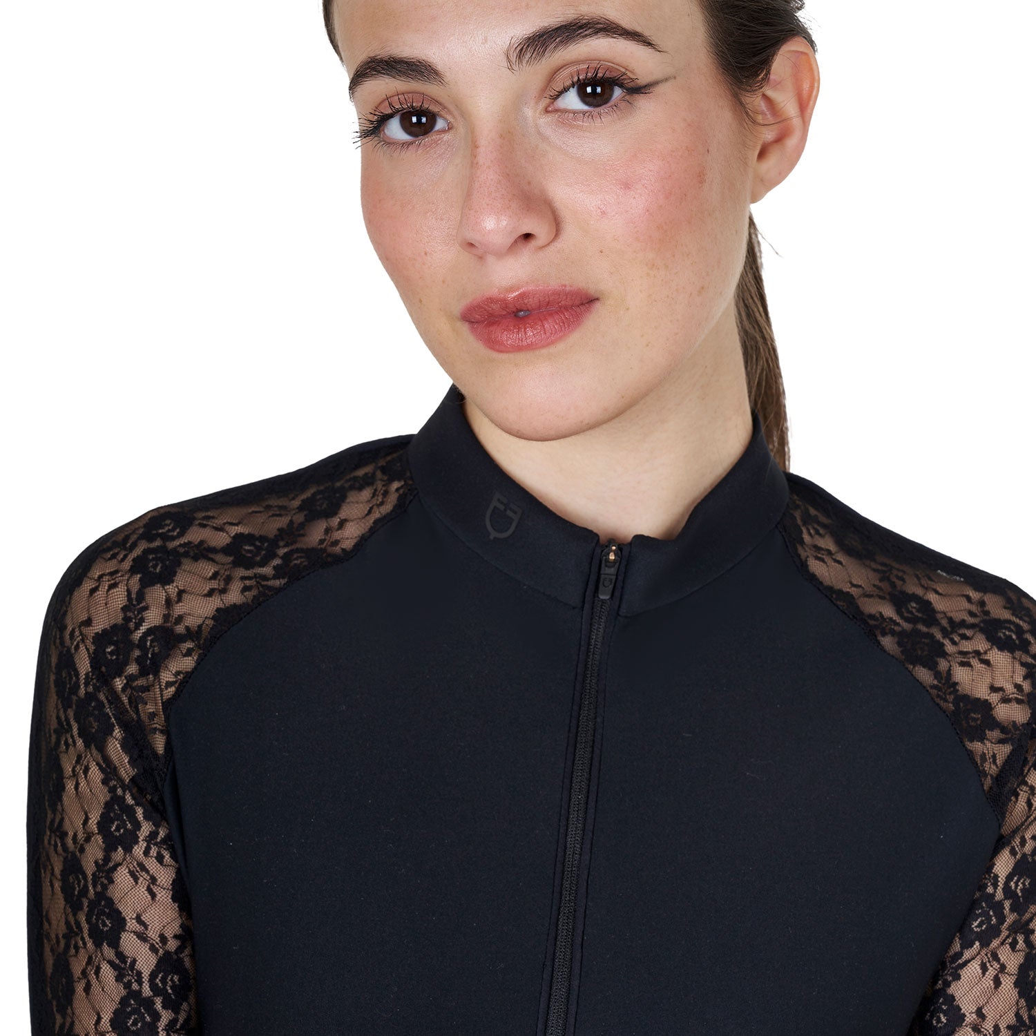 women's lace long-sleeved training polo shirt