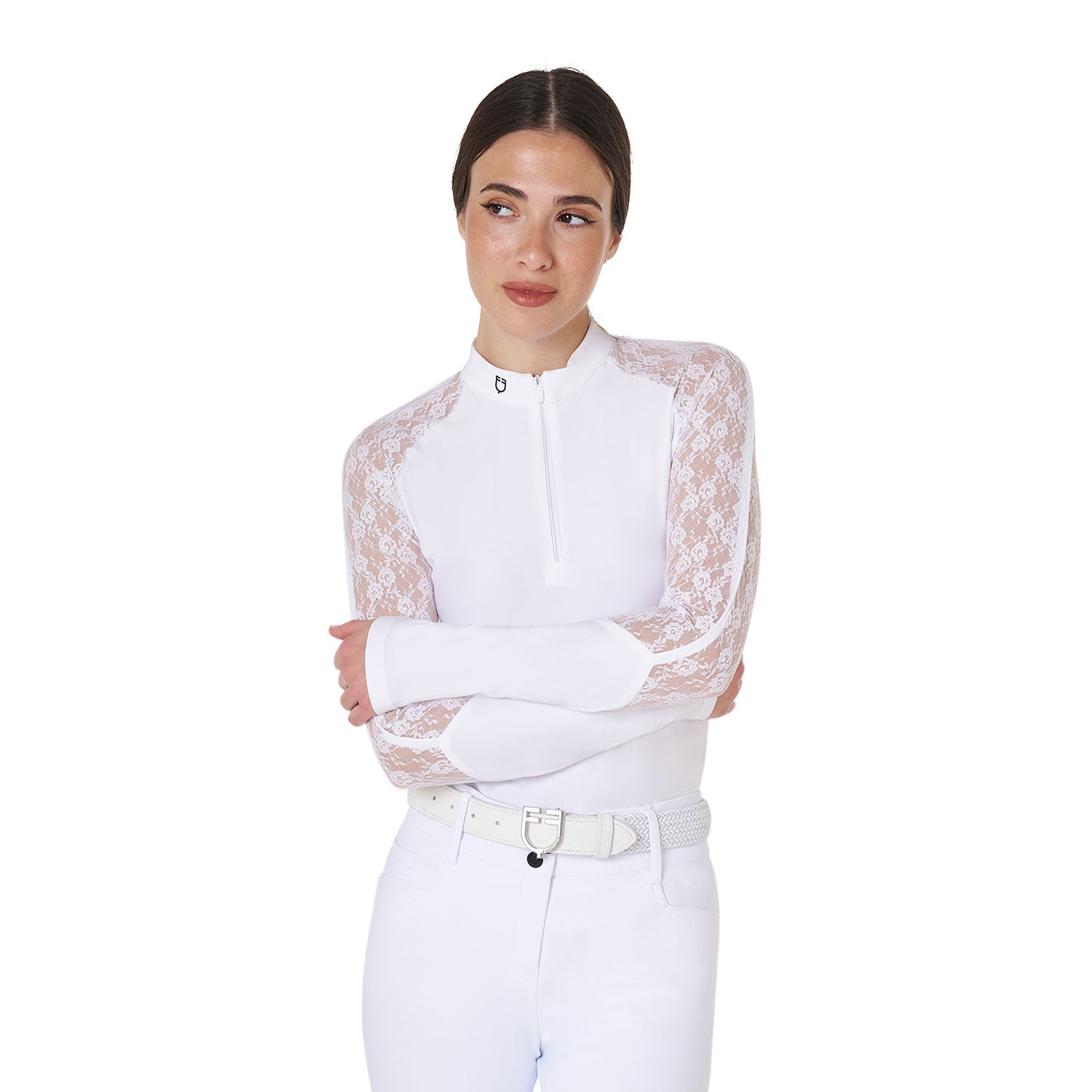 Women's lace long-sleeved training polo shirt