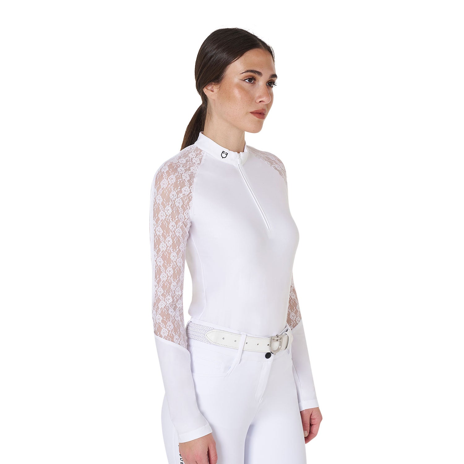 women's lace long-sleeved training polo shirt