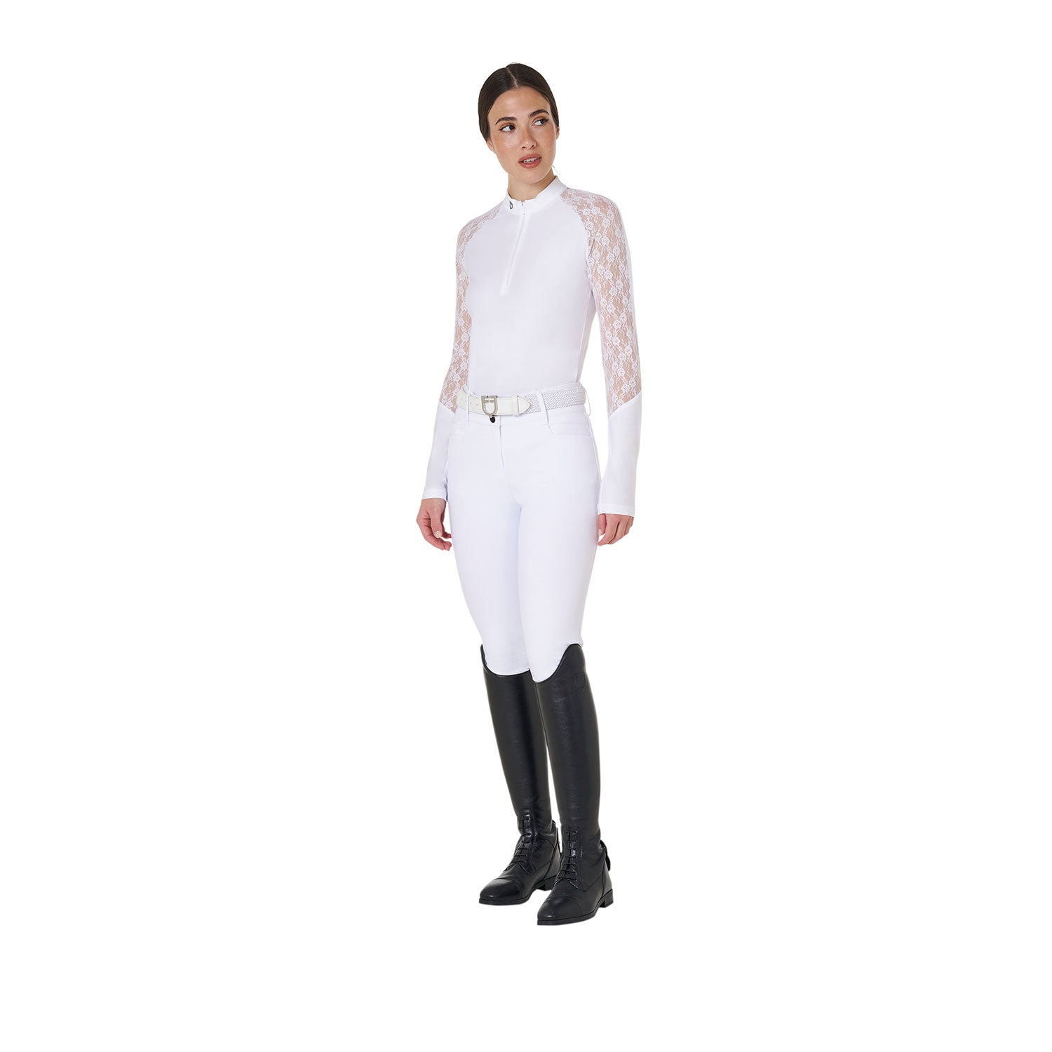 women's lace long-sleeved training polo shirt