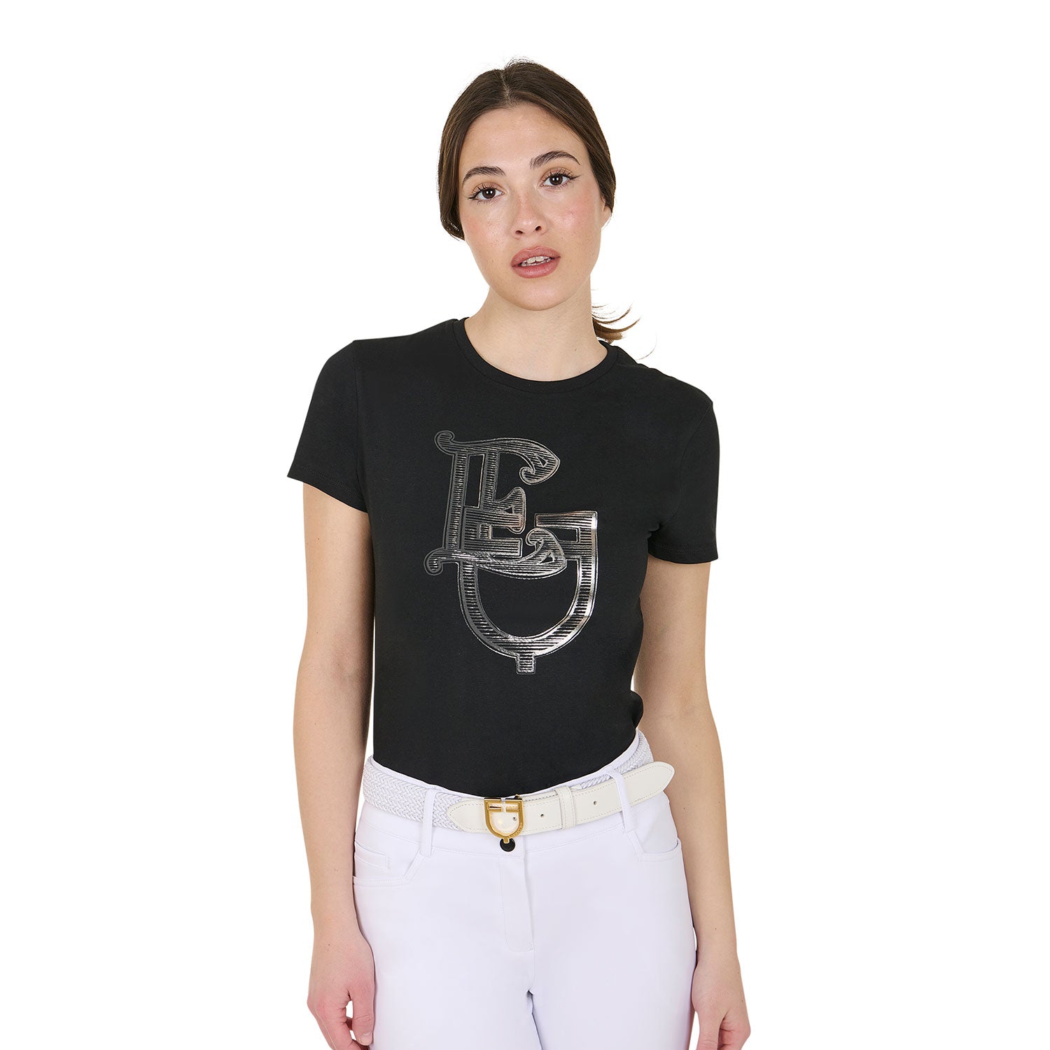 women's lamina monogram cotton t-shirt BLACK / XL