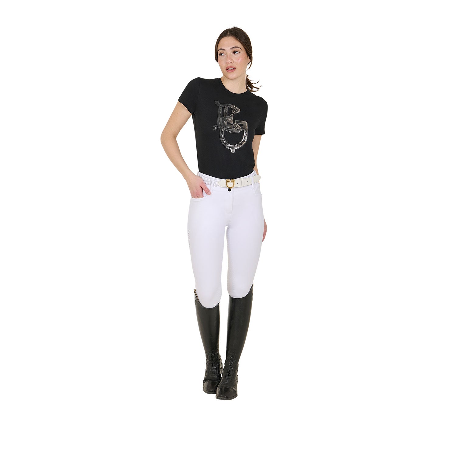 women's lamina monogram cotton t-shirt BLACK / XL