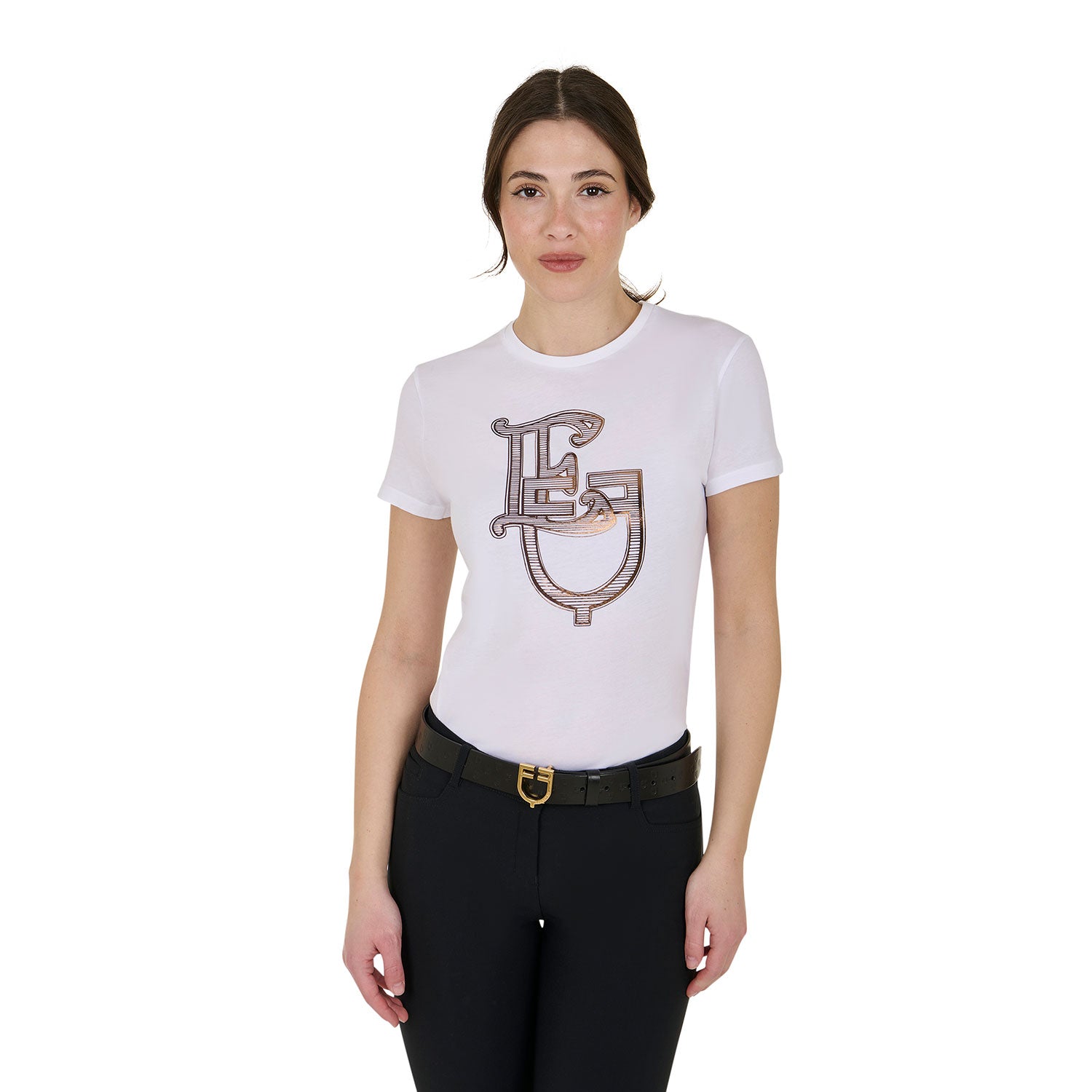 women's lamina monogram cotton t-shirt WHITE / XL
