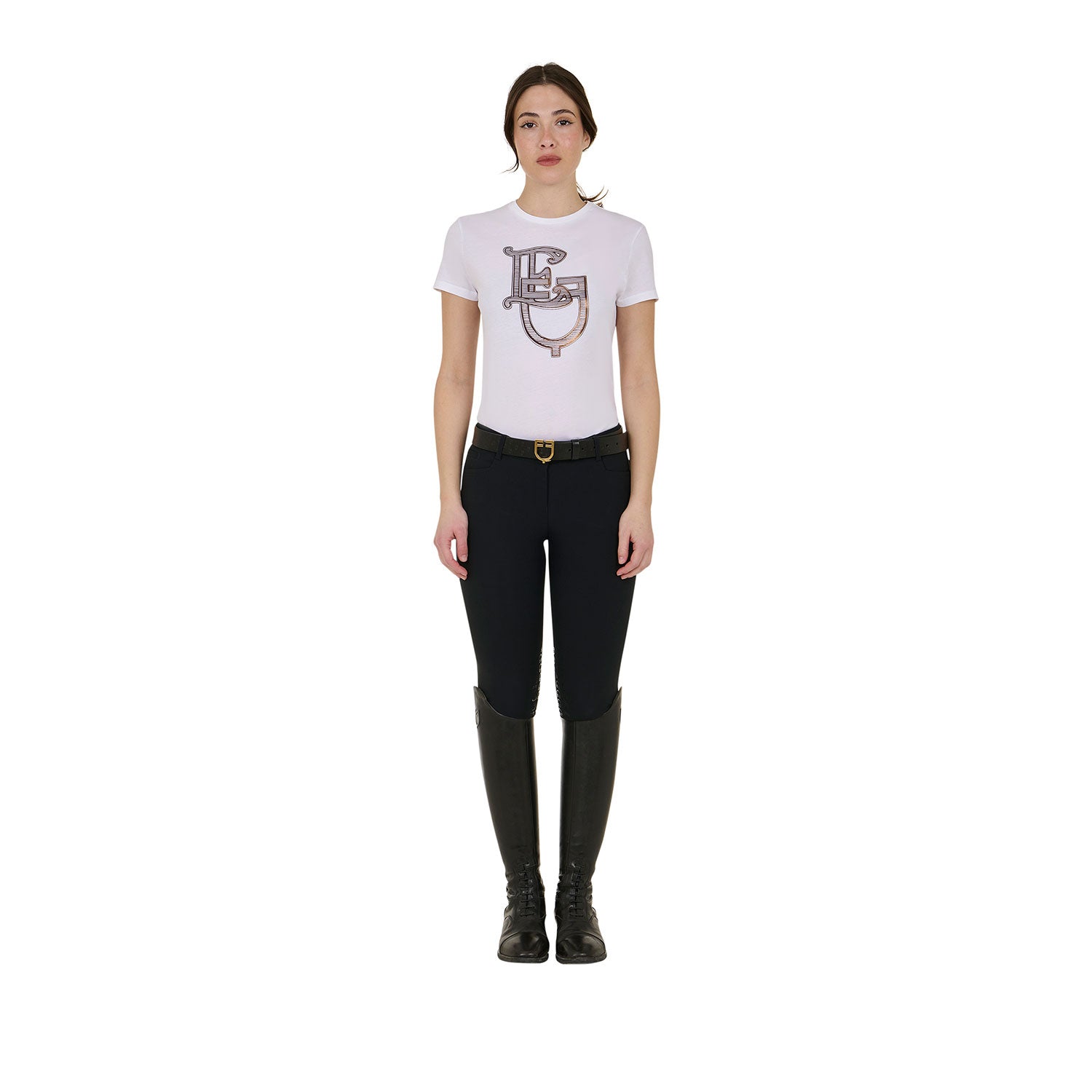 women's lamina monogram cotton t-shirt WHITE / XL
