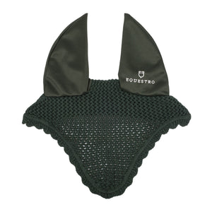 Knitted fly veil with elastic ears GREEN