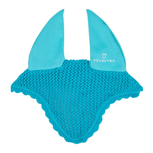 Knitted fly veil with elastic ears TURQUOISE