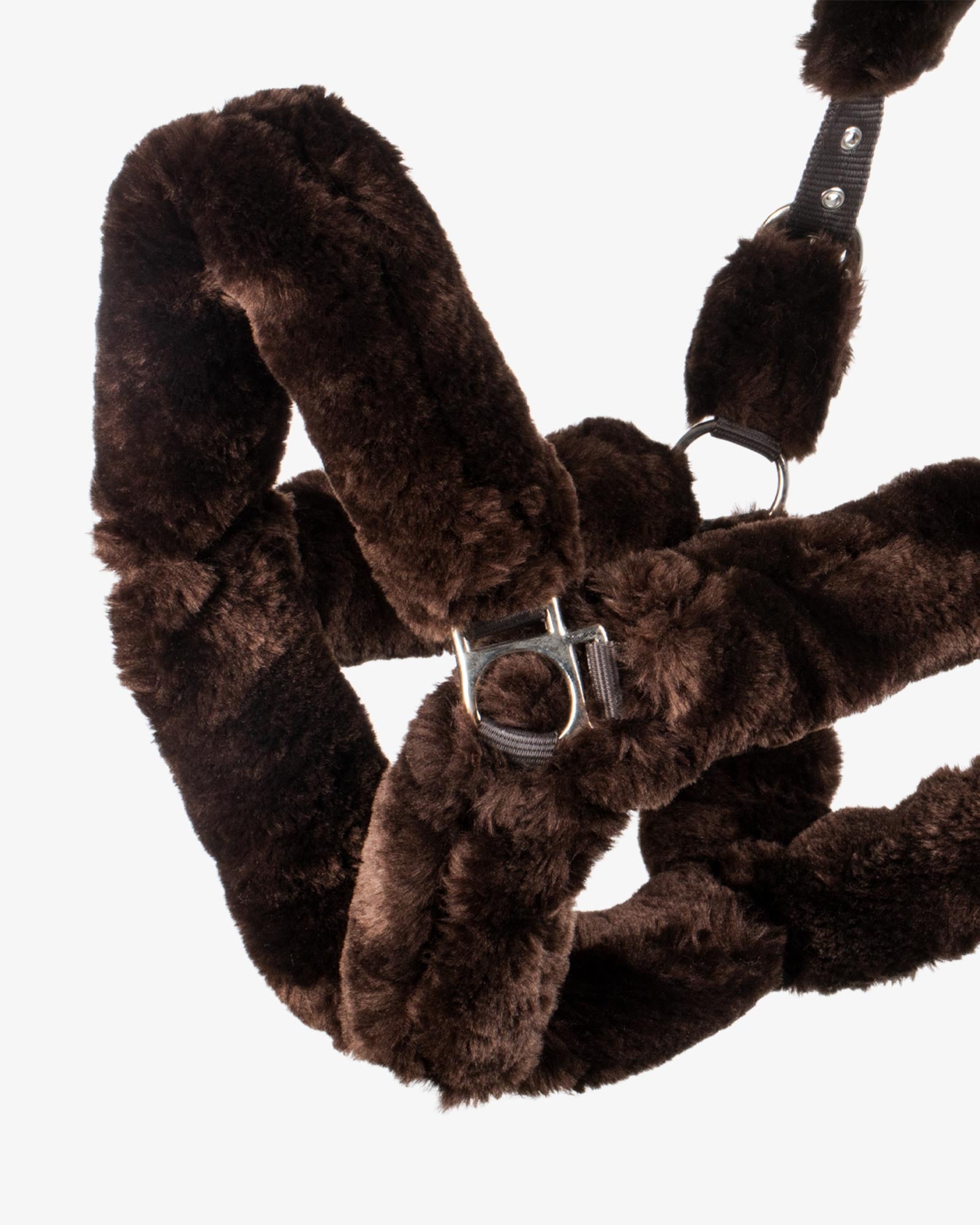 polypropilene halter with faux sheepskin coating