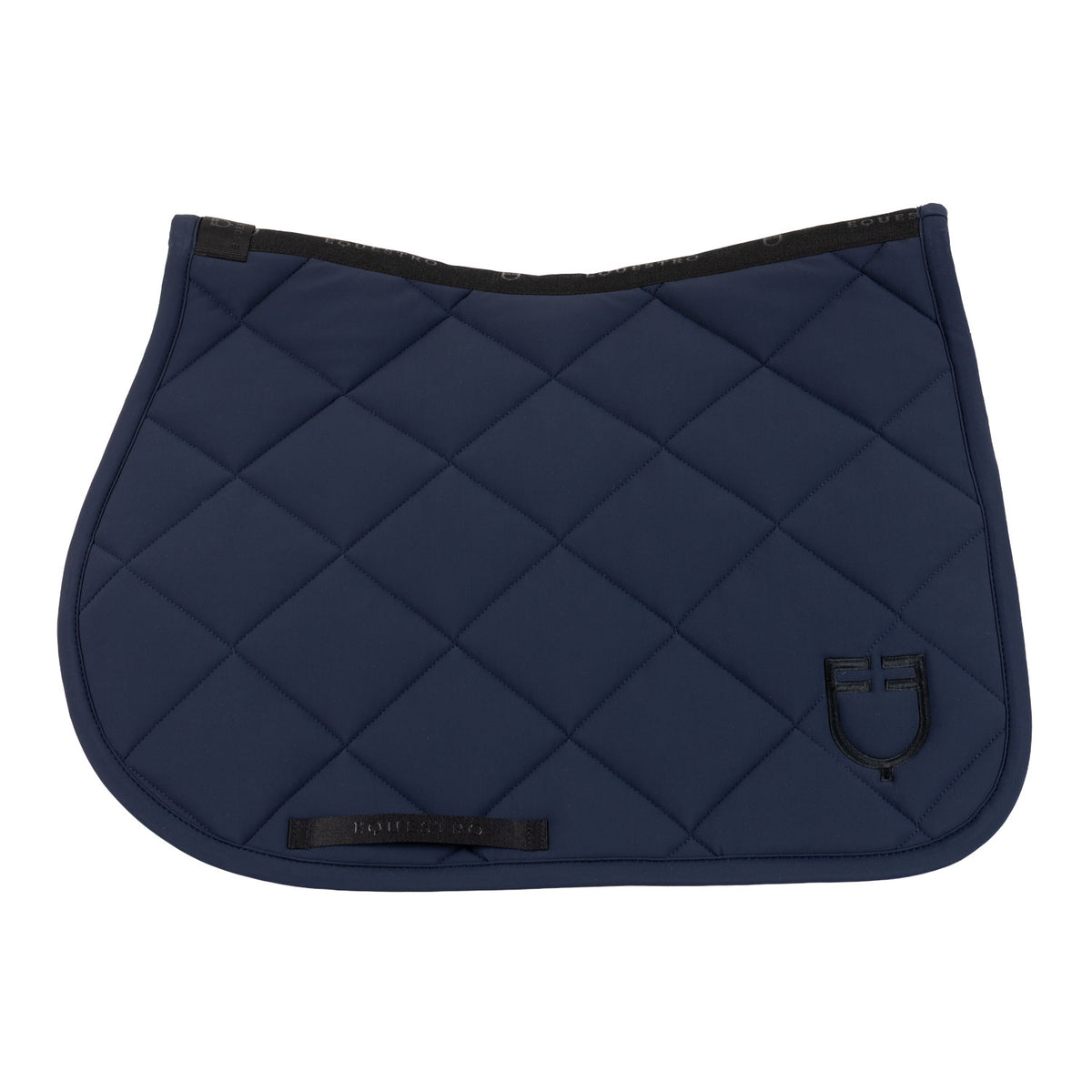Jumping saddle pad with diamond quilting and embroidered logo