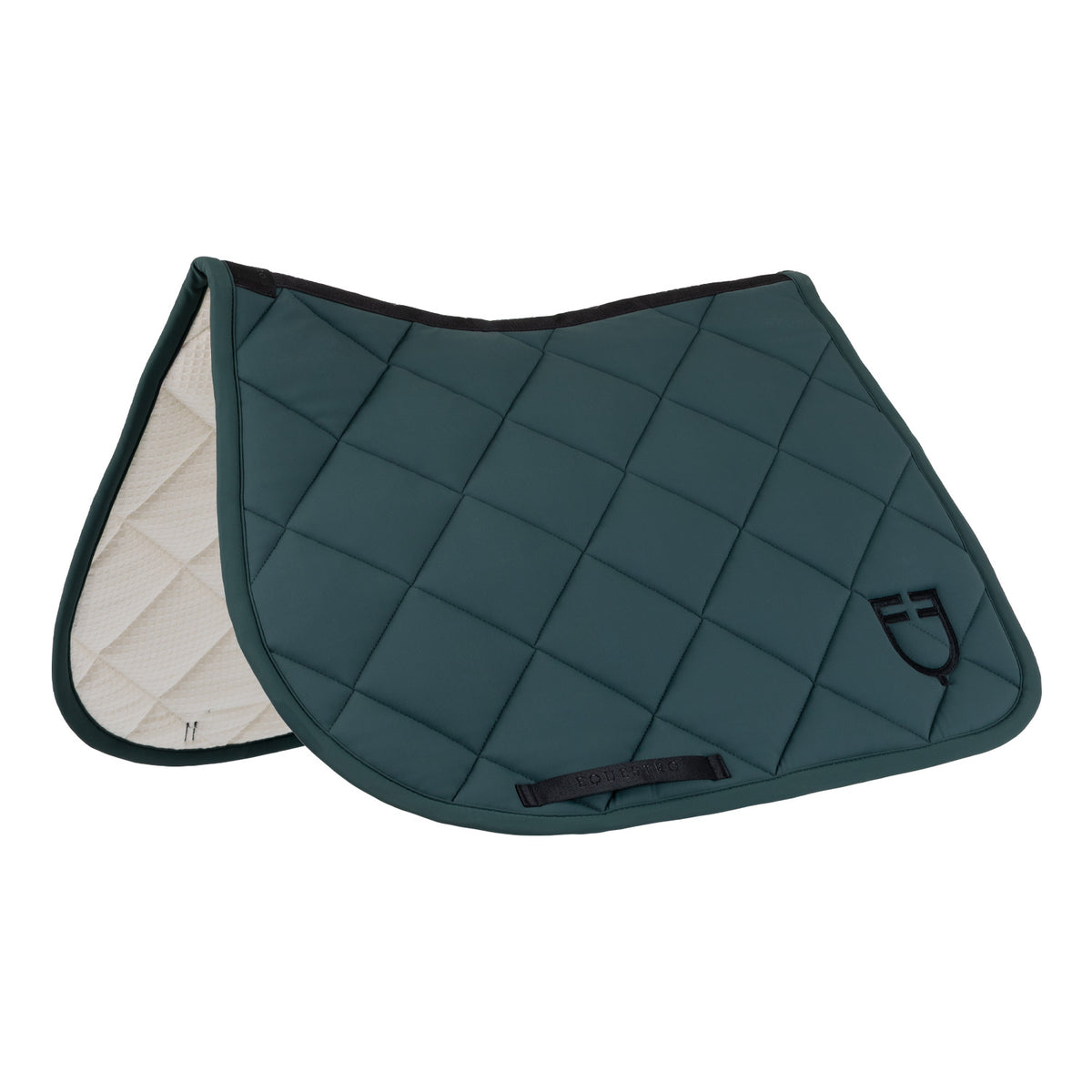 Jumping saddle pad with diamond quilting and embroidered logo