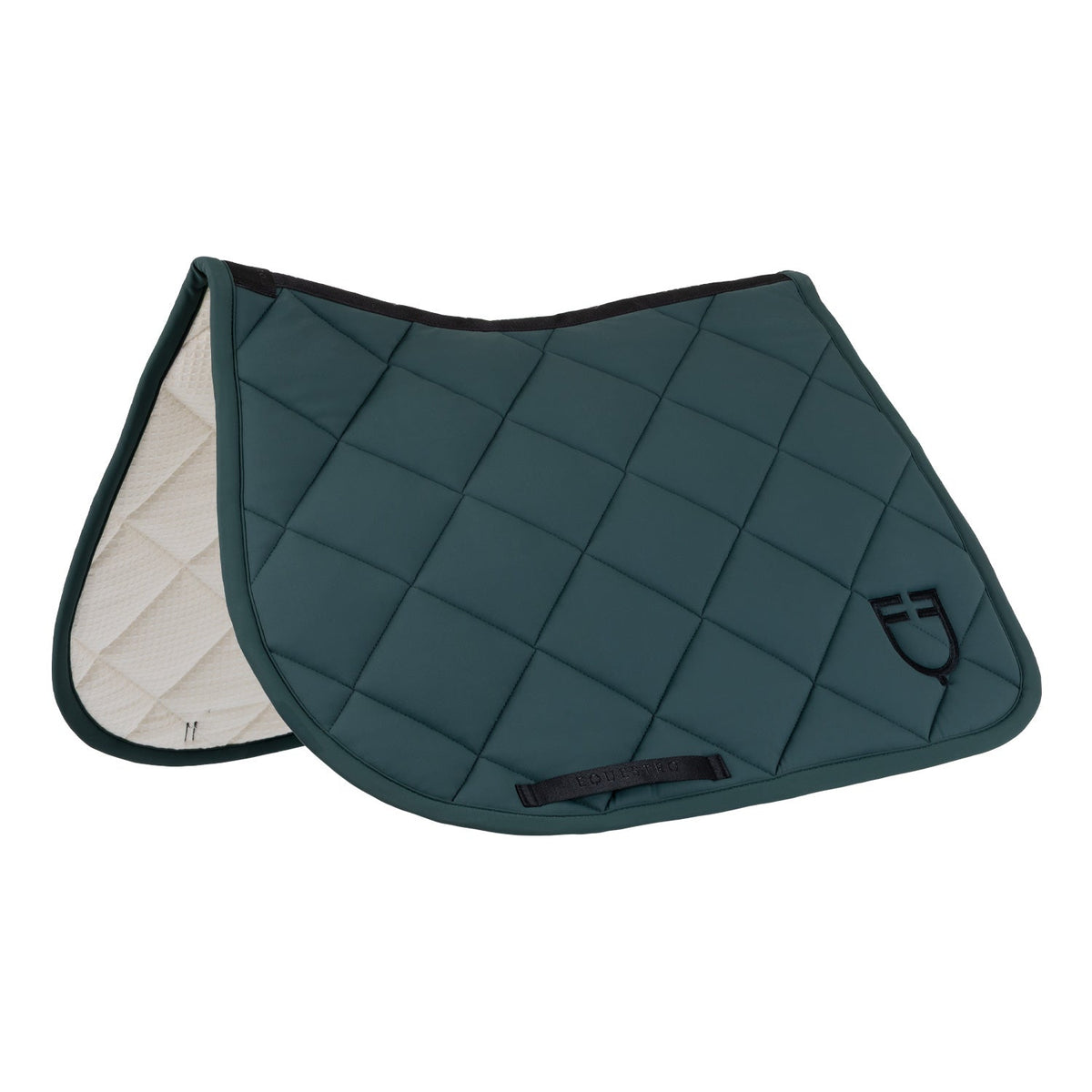 Jumping saddle pad with diamond quilting and embroidered logo