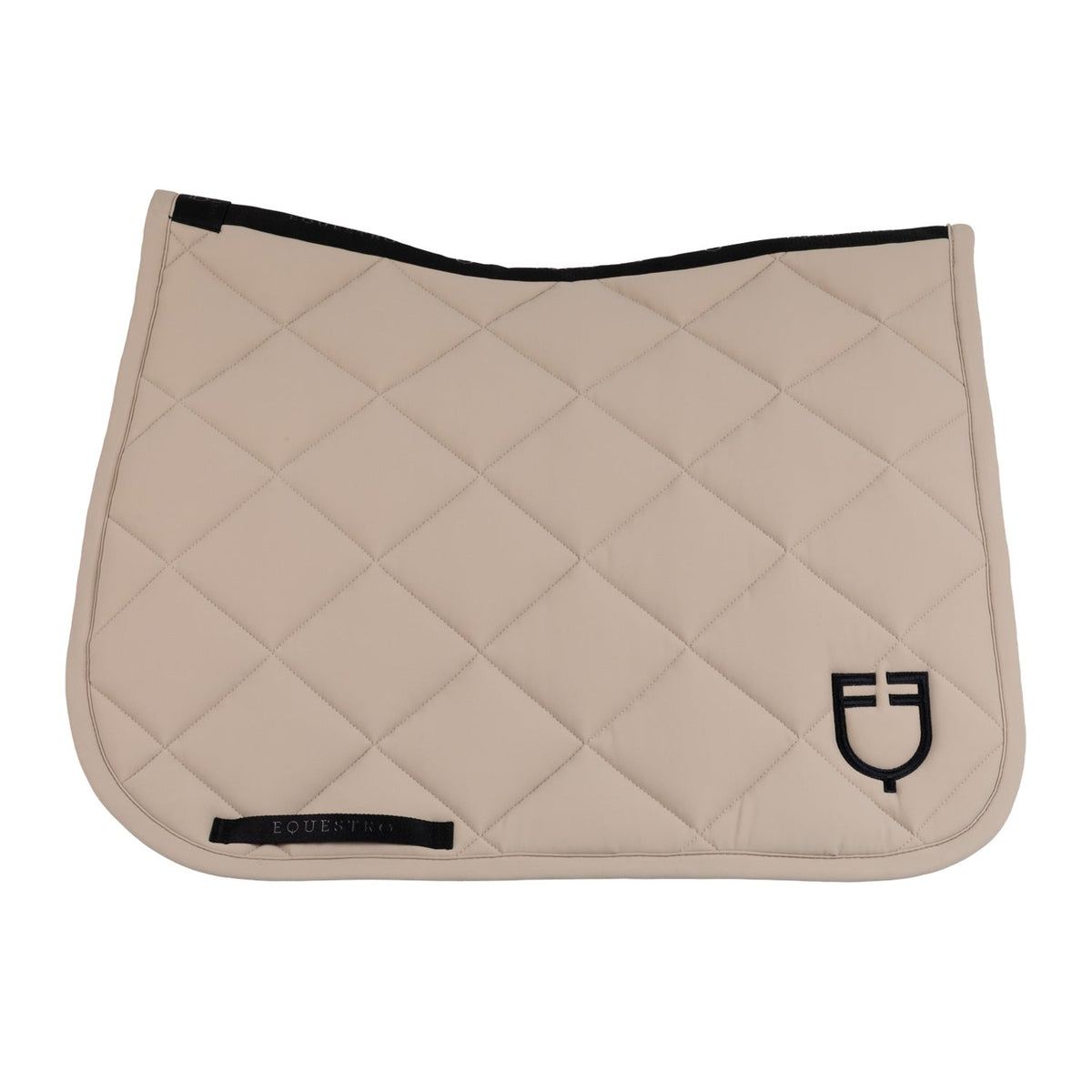 Dressage saddle pad with diamond quilting and embroidered logo