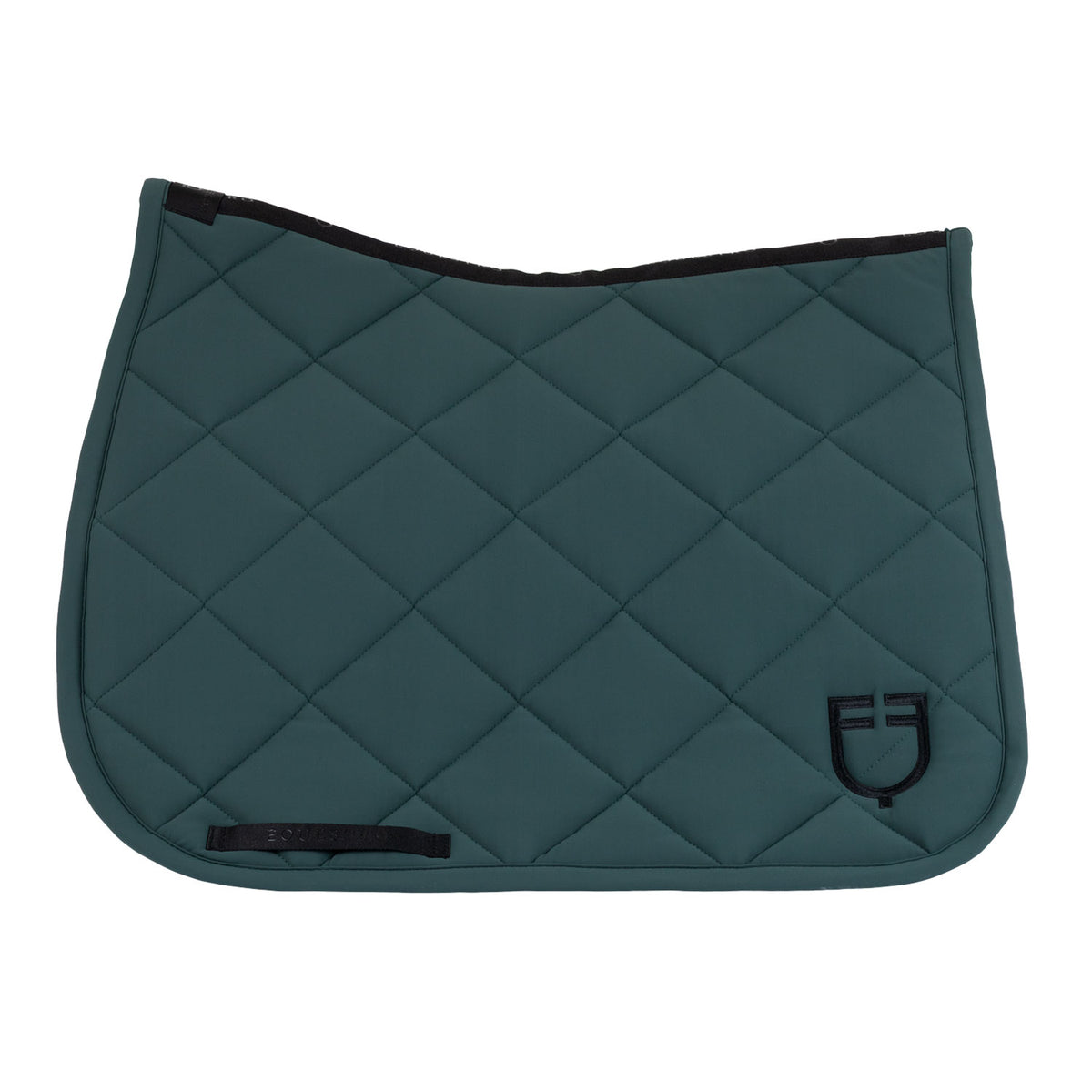 Dressage saddle pad with diamond quilting and embroidered logo