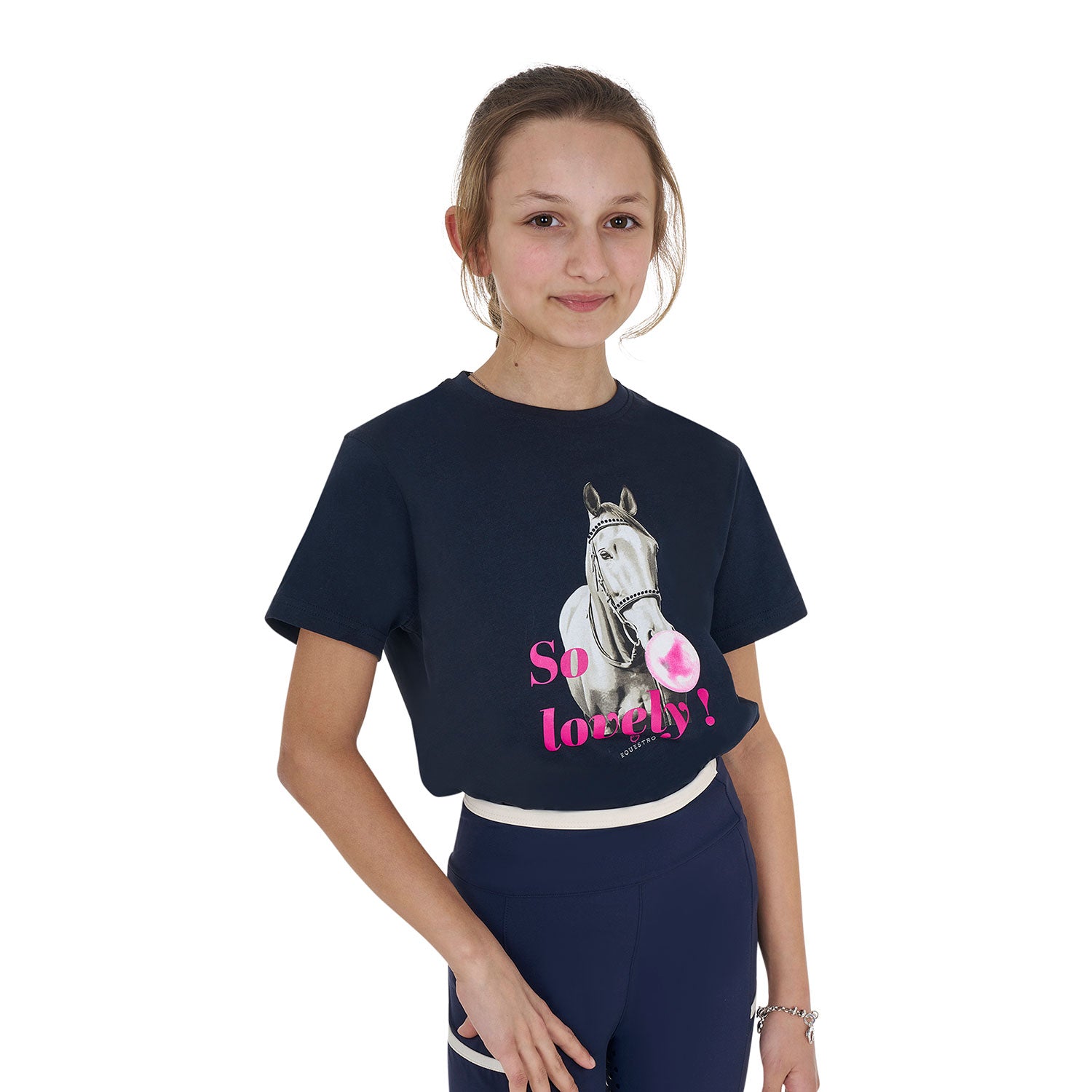 Girls' So Lovely cotton T-shirt NAVY / 14 YEARS