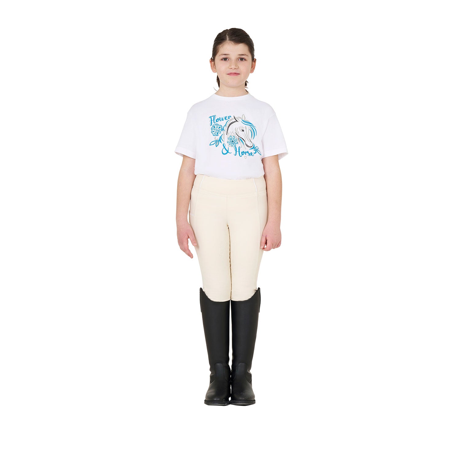 GIRL'S FLOWER HORSE COTTON T-SHIRT 8 YEARS / white