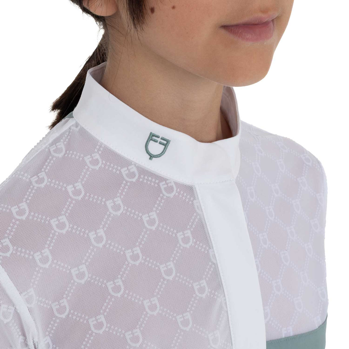 Girls' long-sleeved competition polo shirt with tulle