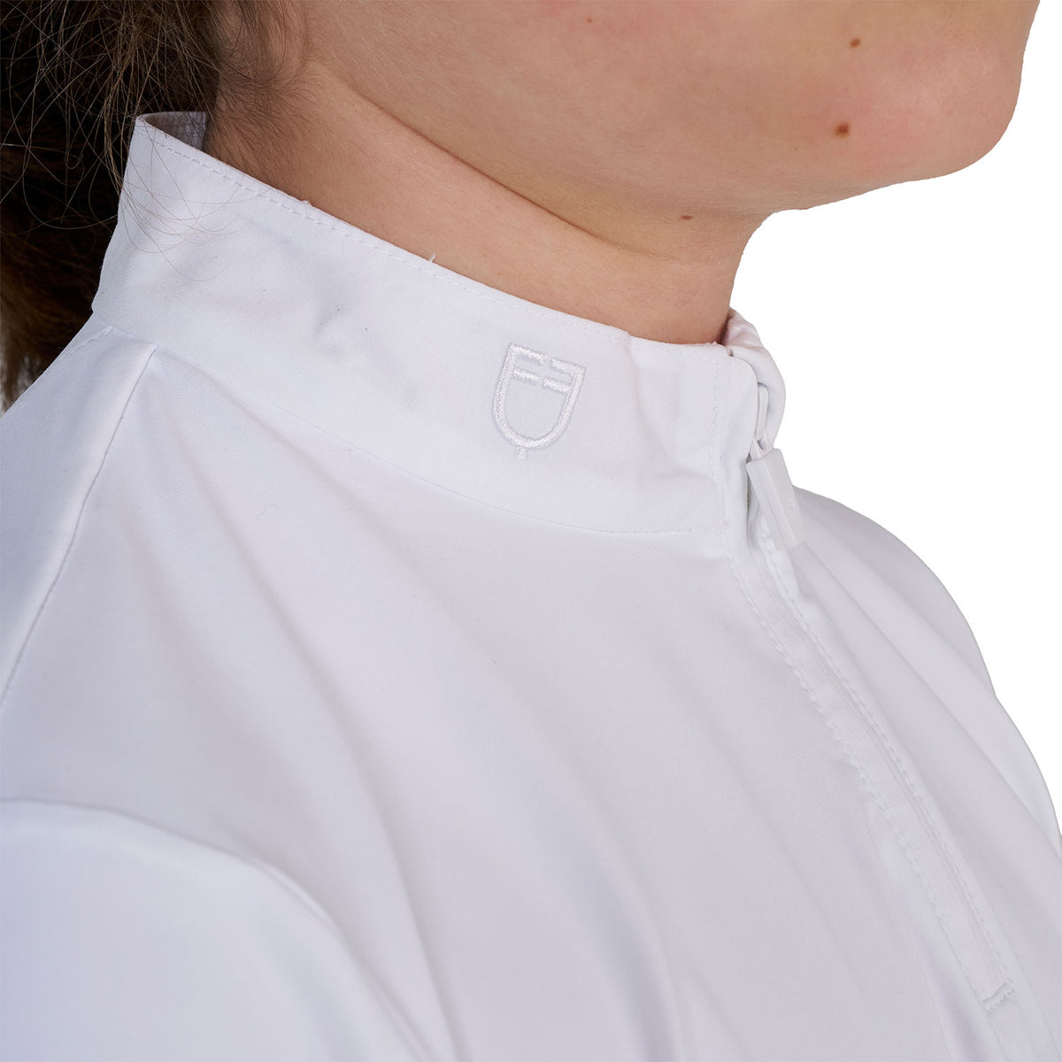 Girls' competition polo shirt with micromesh inserts