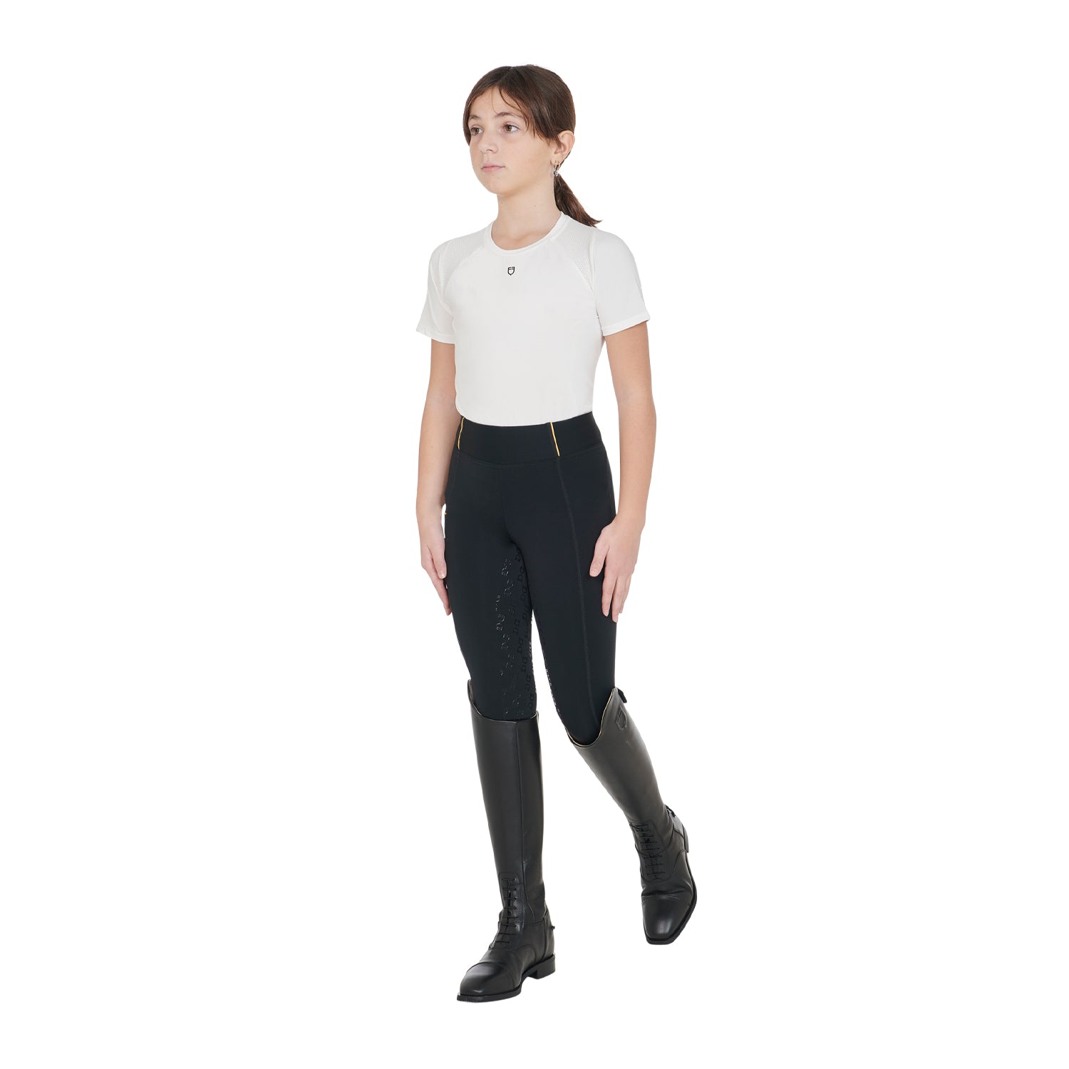 girls' slim fit grip leggings with logo BLACK / 14 Years