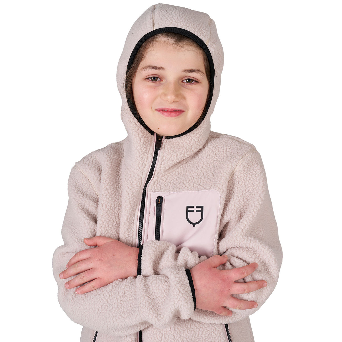 Kids' unisex teddy fleece hooded sweatshirt with zip