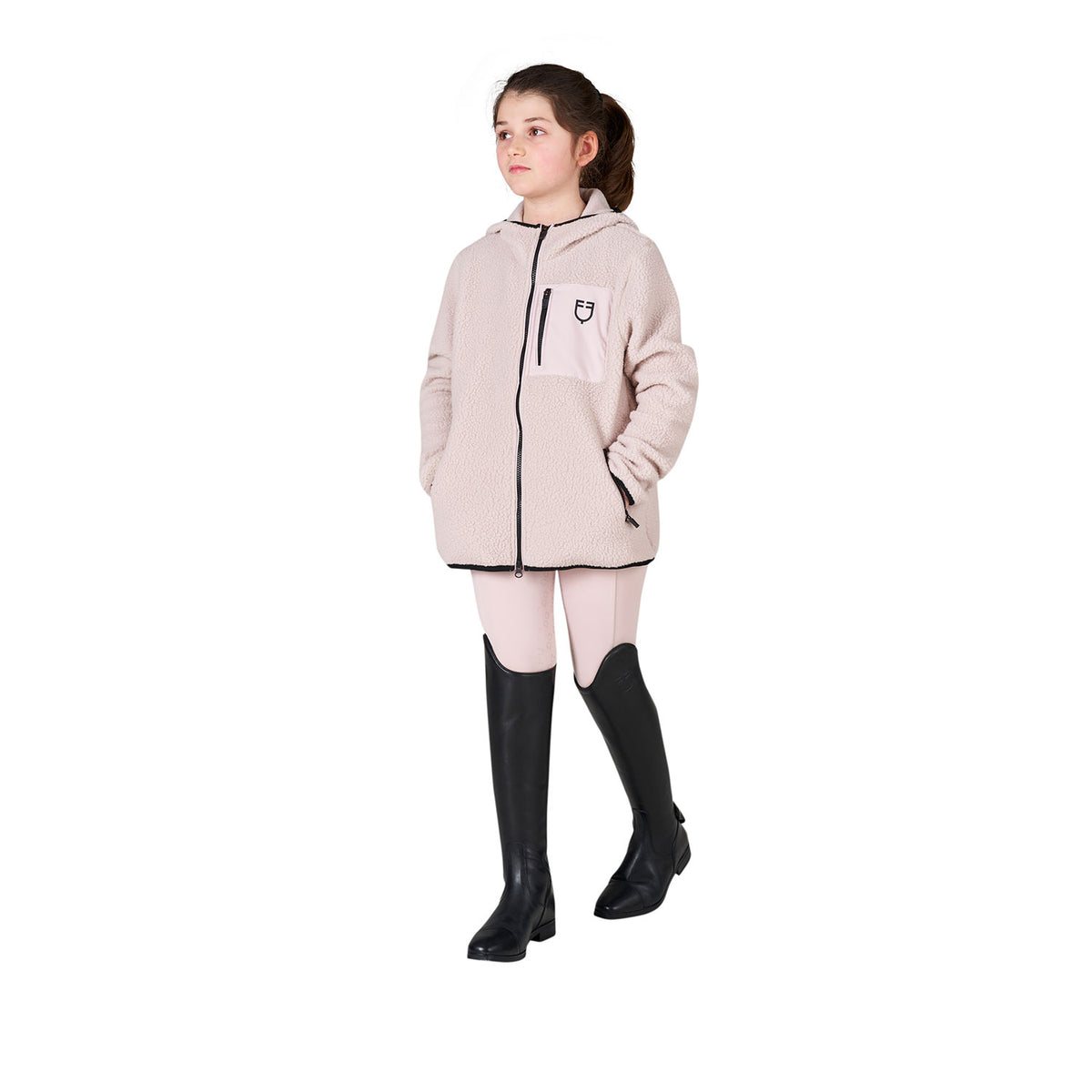 Kids' unisex teddy fleece hooded sweatshirt with zip