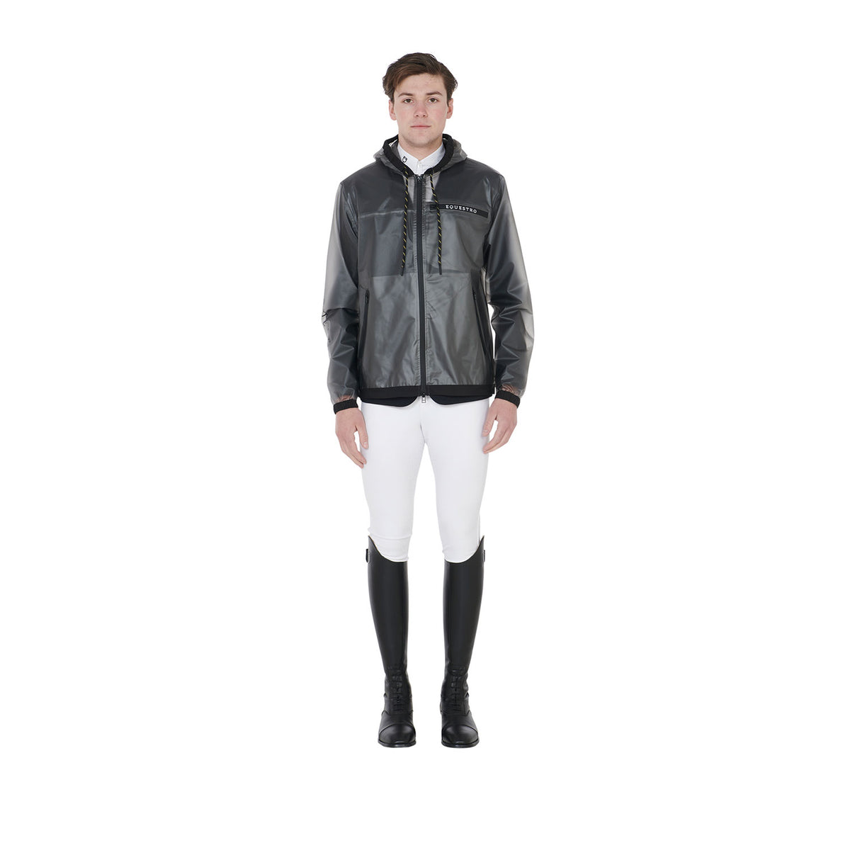 Men's transparent technical raincoat