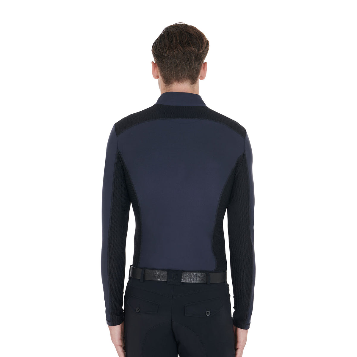 Men's slim fit long-sleeved training polo shirt