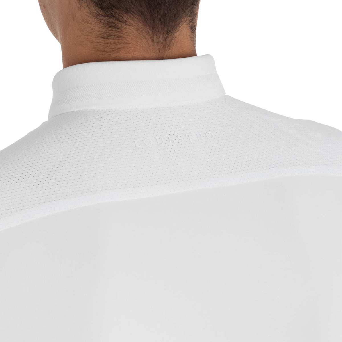 Men's competition polo shirt with mesh and ribbed inserts