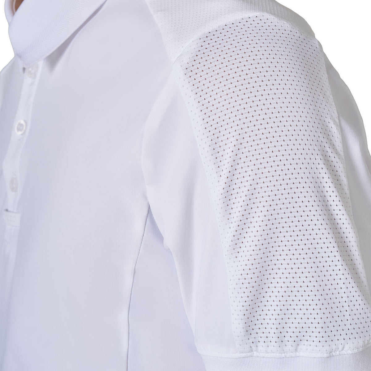 Men's competition polo shirt with mesh and ribbed inserts