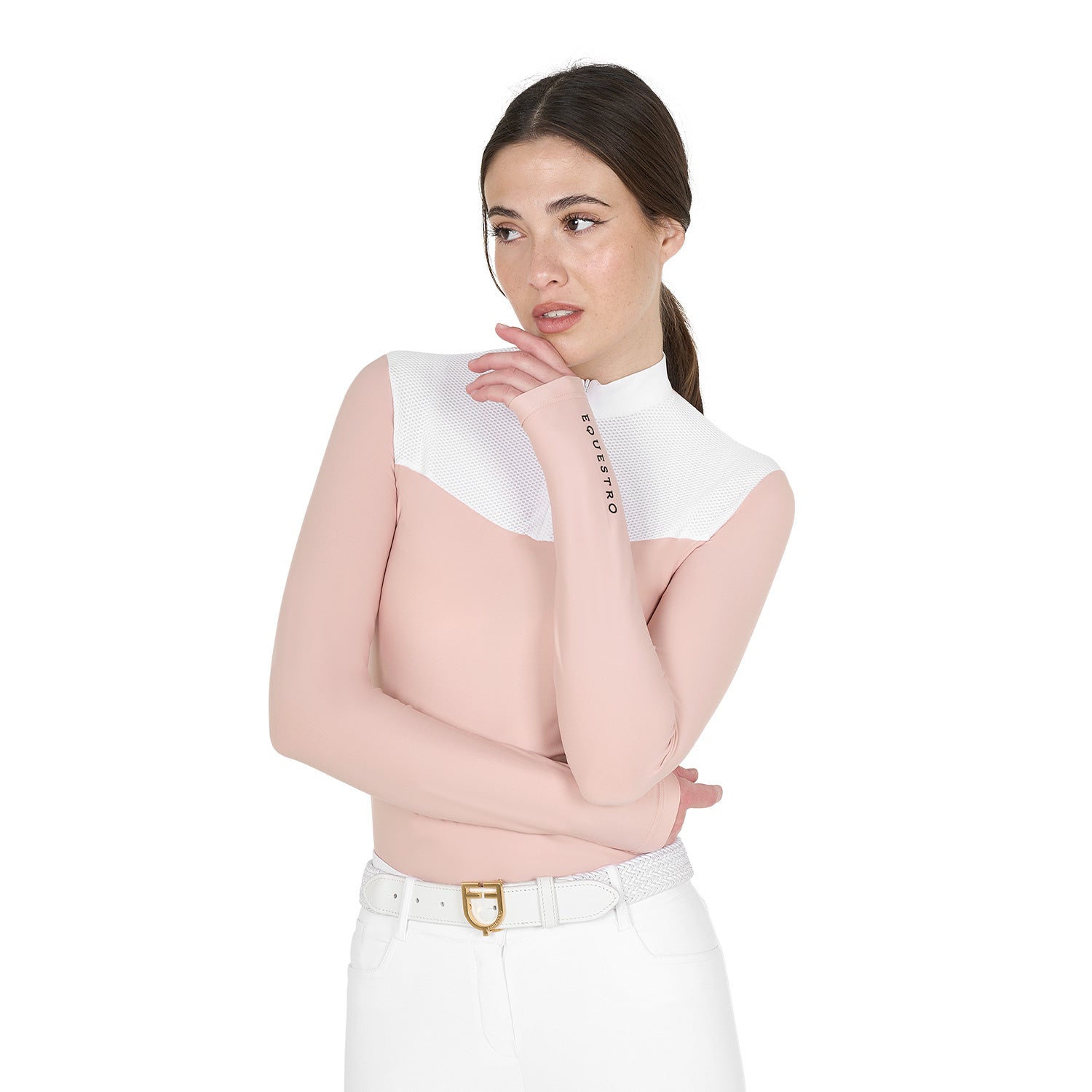 women's competition polo shirt in technical and mesh fabric