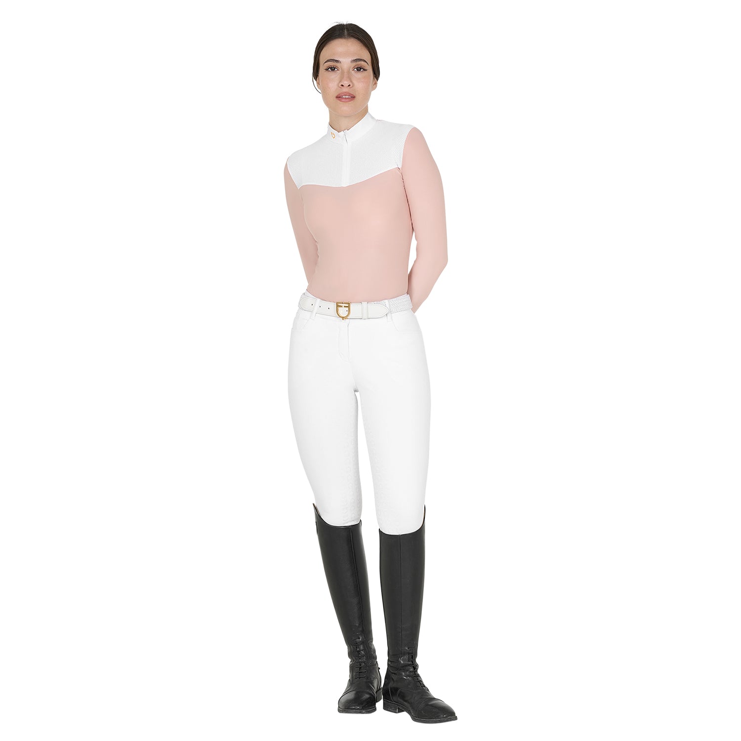 women's competition polo shirt in technical and mesh fabric