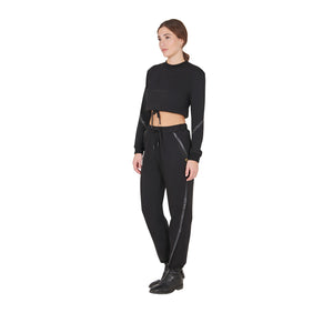 Women's tear-away pants full side zipper BLACK / XL