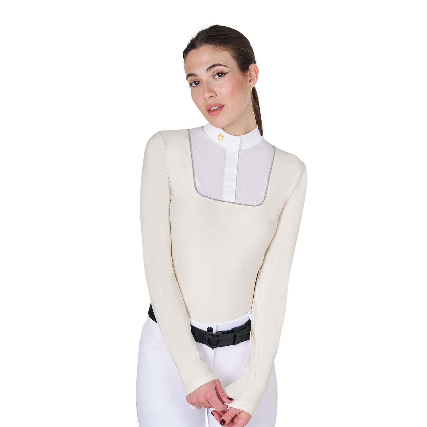 Women's slim fit buttoned competition polo shirt ANTIQUE WHITE (11-0105) / XL