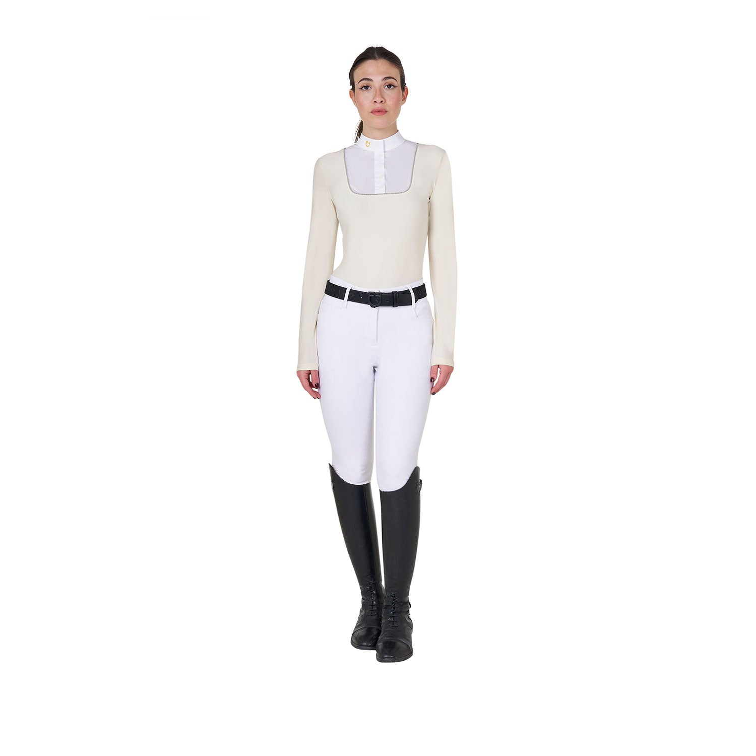 Women's slim fit buttoned competition polo shirt ANTIQUE WHITE (11-0105) / XL