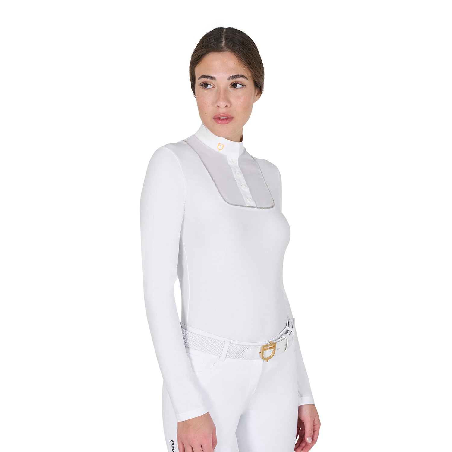 Women's slim fit buttoned competition polo shirt WHITE / XL
