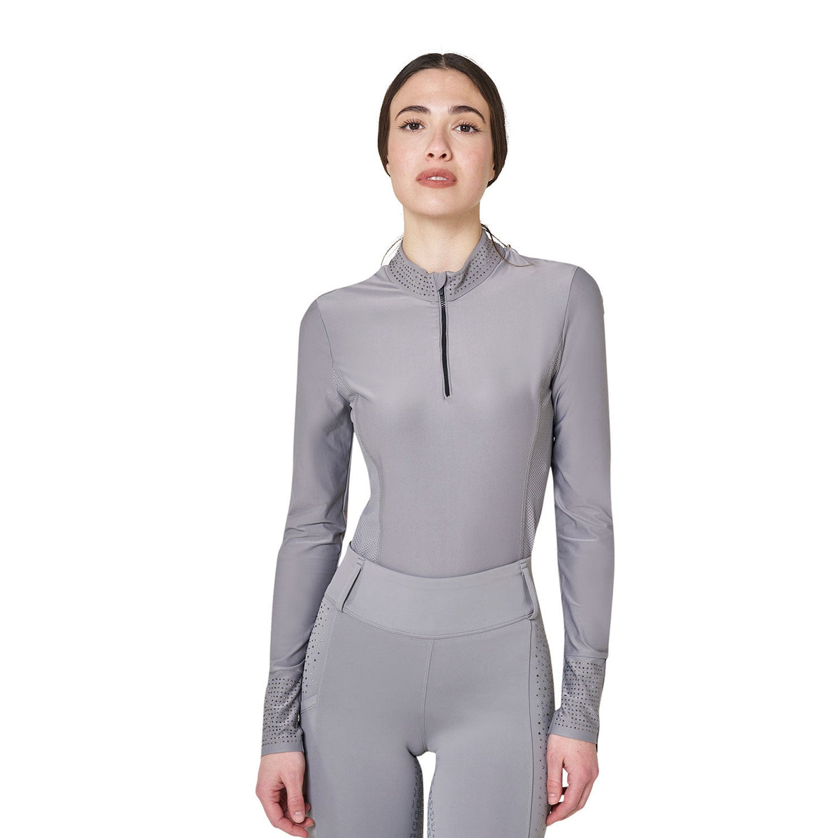Women's tecnical training polo shirt rhinestones
