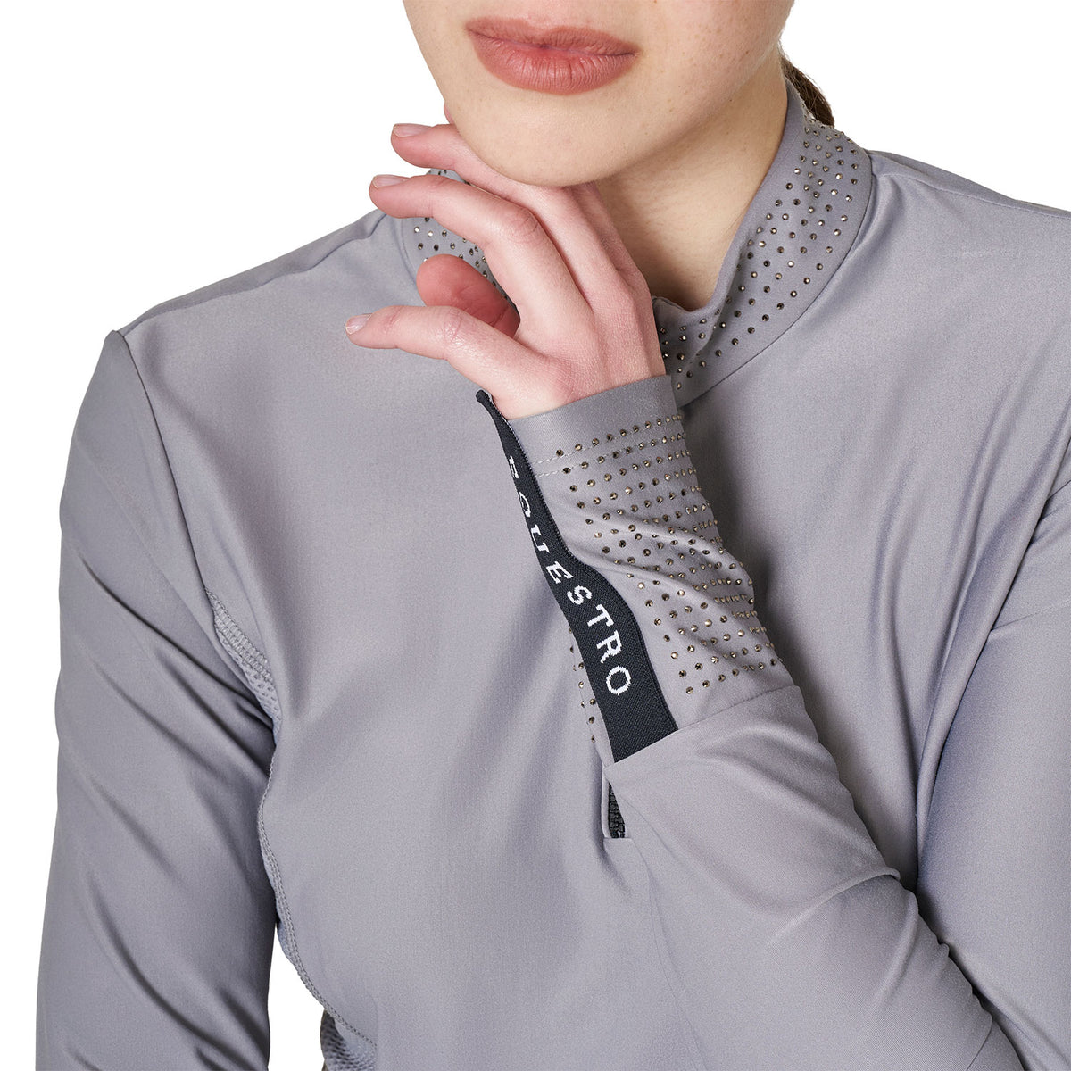 Women's tecnical training polo shirt rhinestones