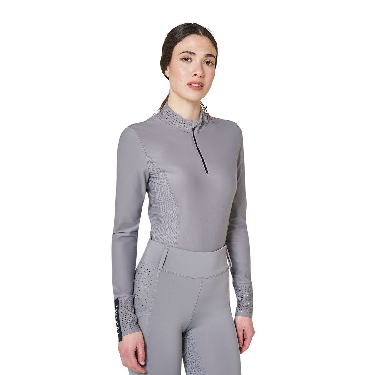 Women's tecnical training polo shirt rhinestones
