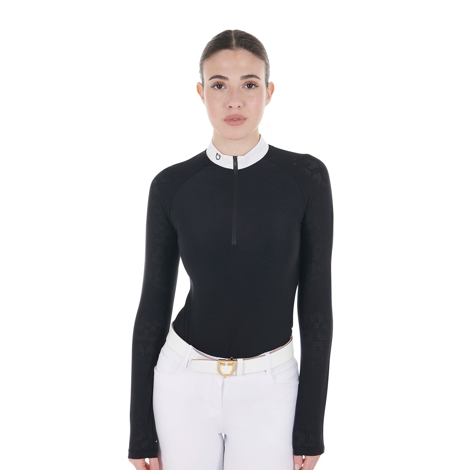 women's slim fit competition polo shirt with mesh inserts