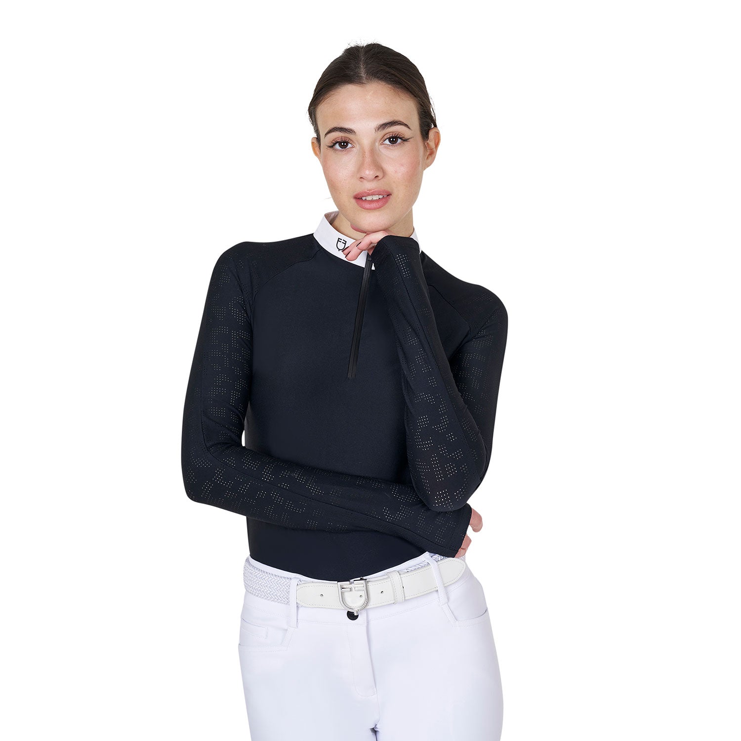 women's slim fit competition polo shirt with mesh inserts