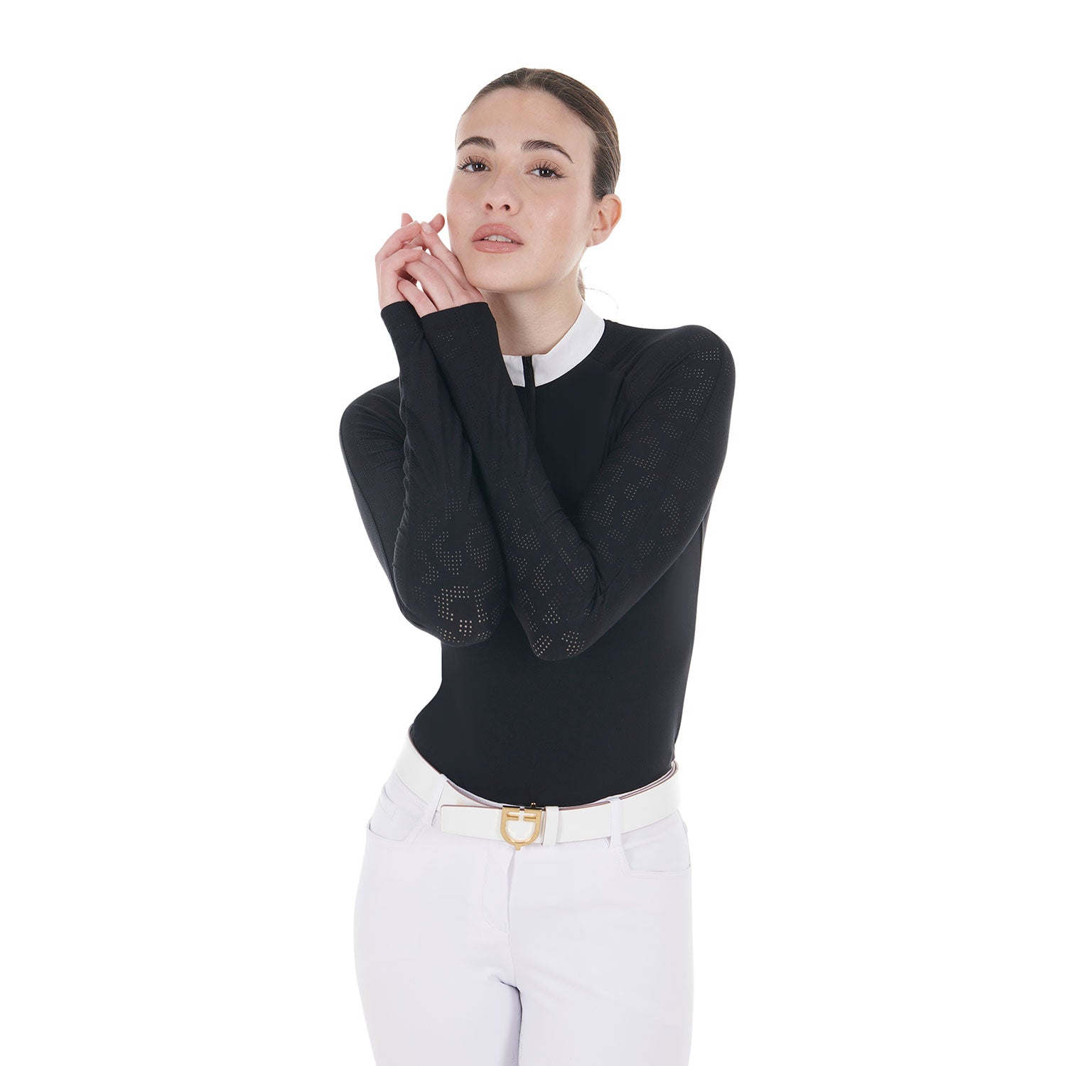 women's slim fit competition polo shirt with mesh inserts