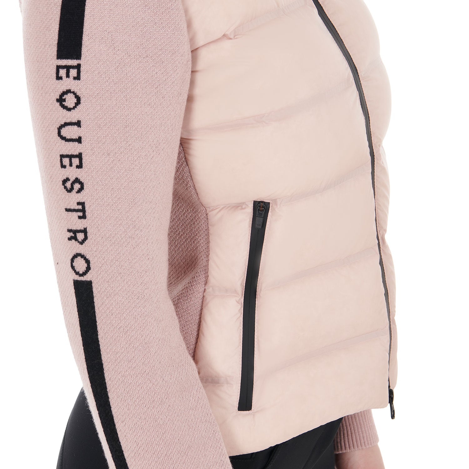 women's jacket in nylon and knit with zip