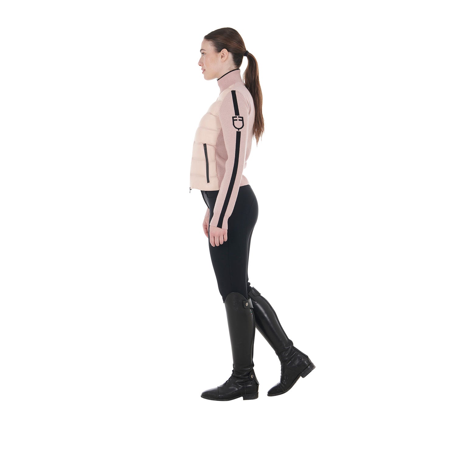 women's jacket in nylon and knit with zip