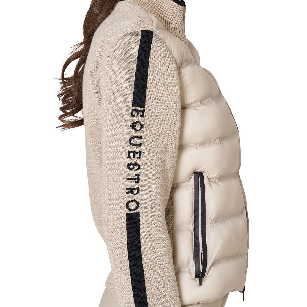 Women's jacket in nylon and knit with zip