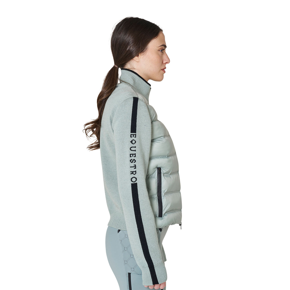 Women's jacket in nylon and knit with zip