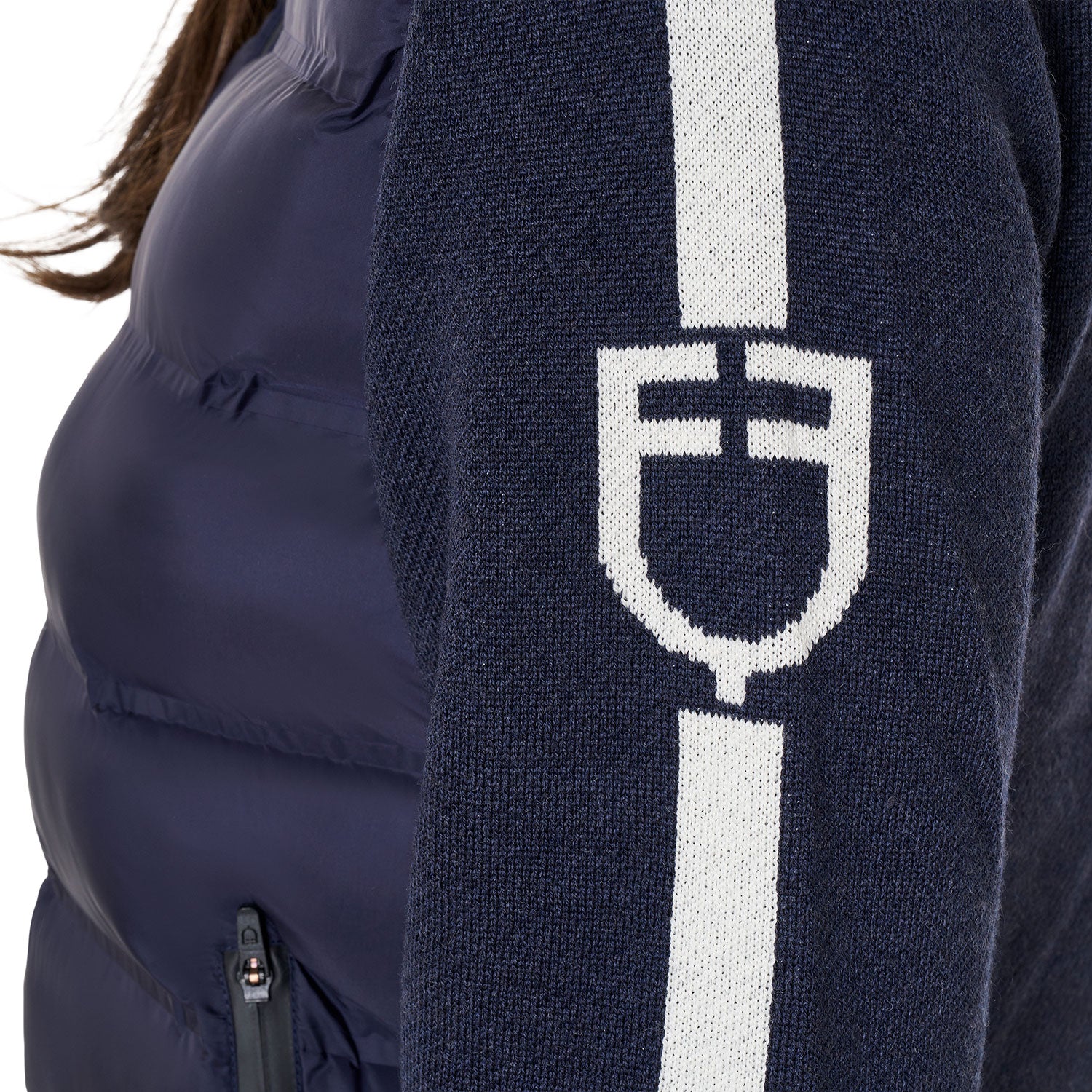 women's jacket in nylon and knit with zip