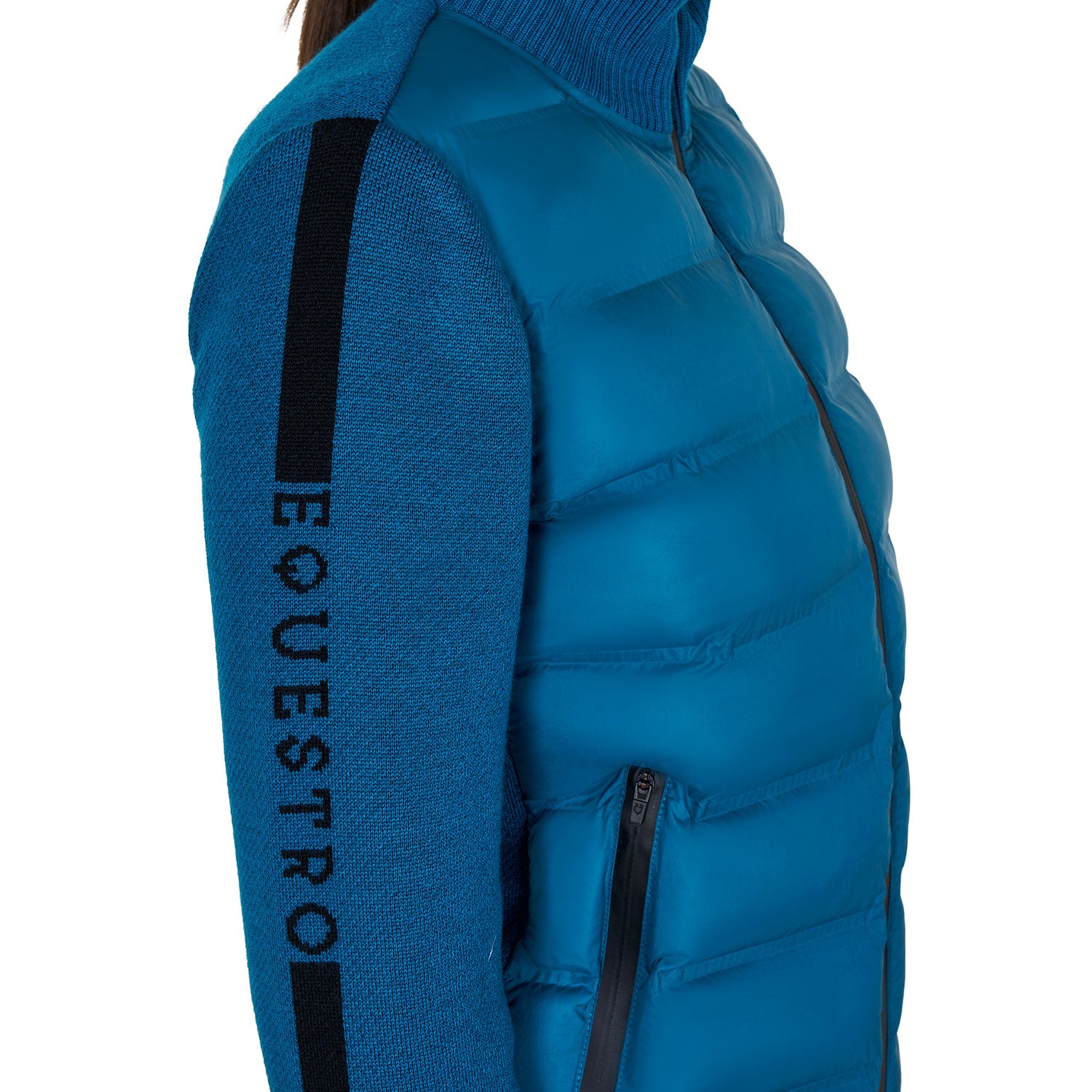 women's jacket in nylon and knit with zip